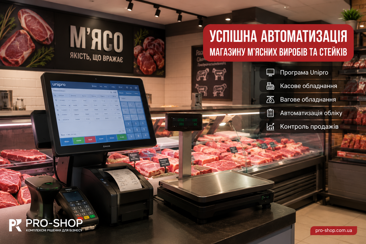 Компания PRO-SHOP успешно завершила автоматизацию магазина мясных изделий и стейков
